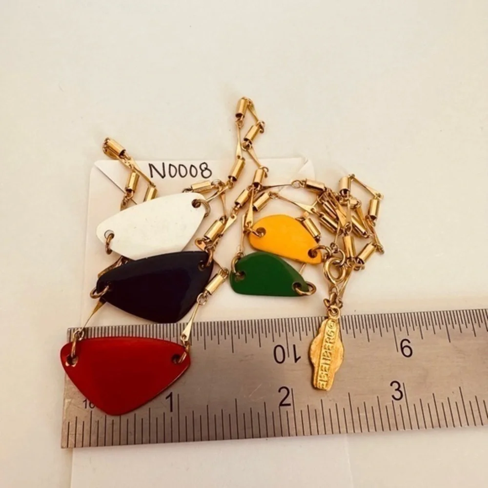 Rare Vintage Eisenberg‎ Necklace Retro Style Colorful Enamel Link Necklace 28”